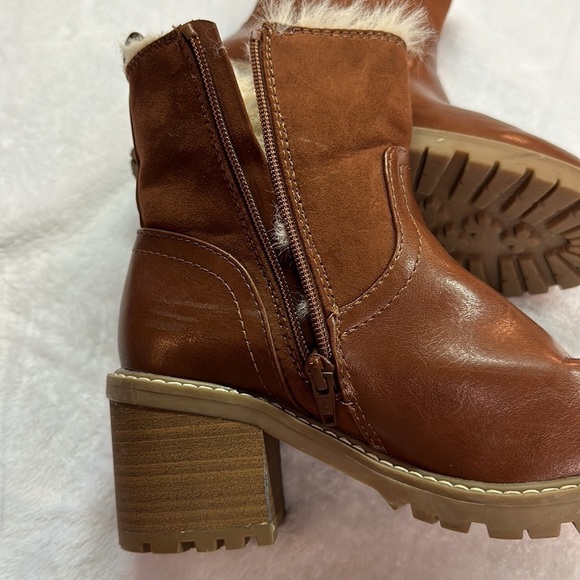 Universal Thread Womens Marla Block Heel Cognac Brown Zippered Boots Size 6 - Picture 11 of 16